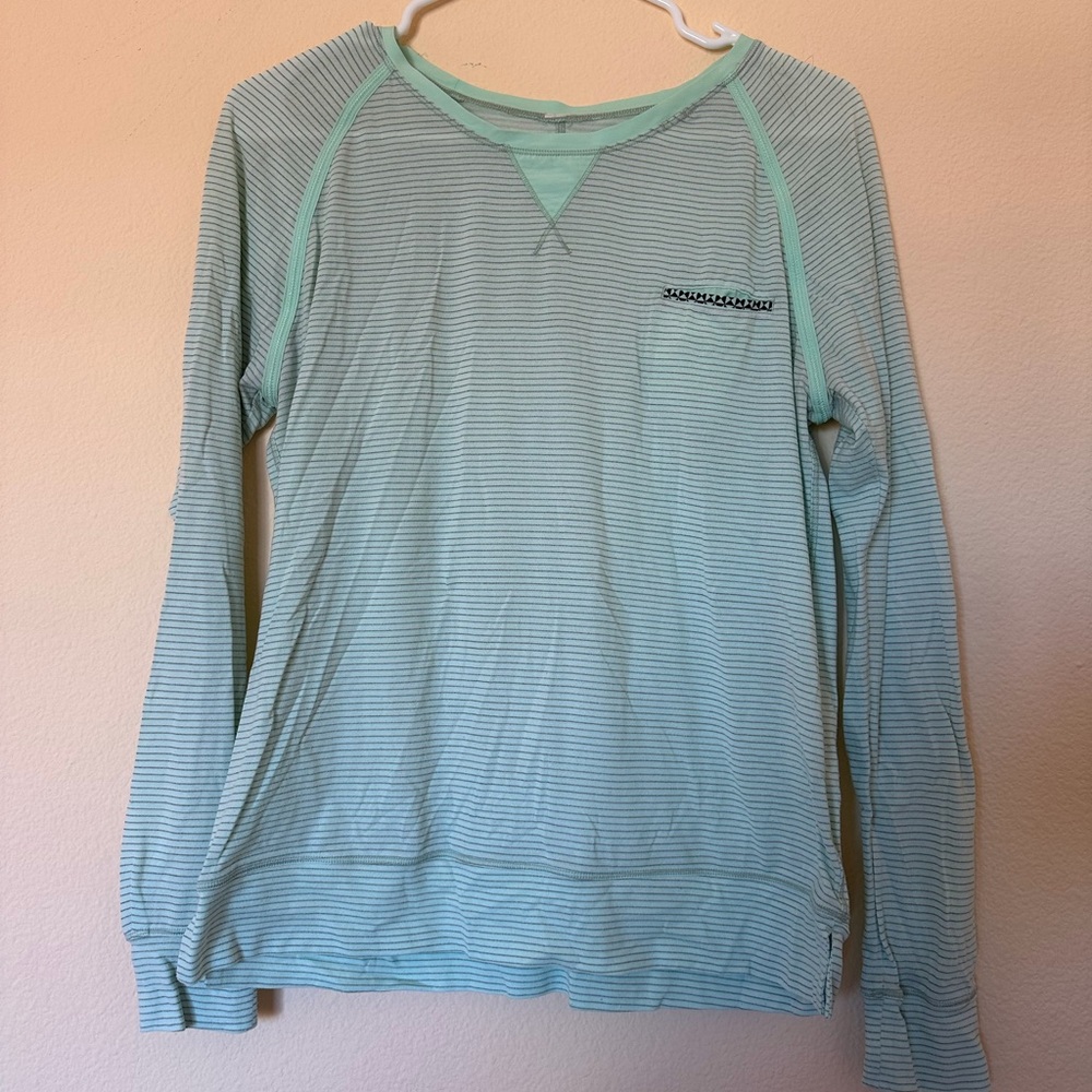 lululemon athletica Mint Striped Long Sleeve Tee